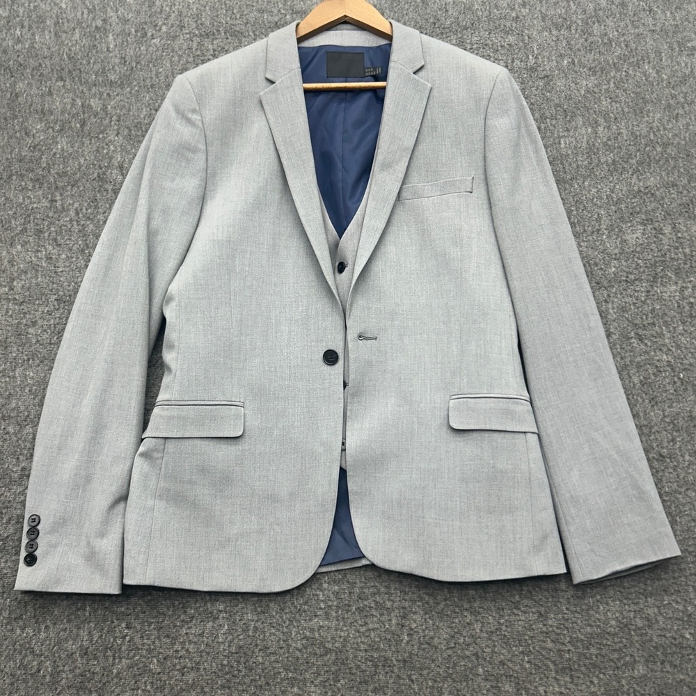 Asos Mens Blazer Vest Set Size 42R Grey Jacket Coat